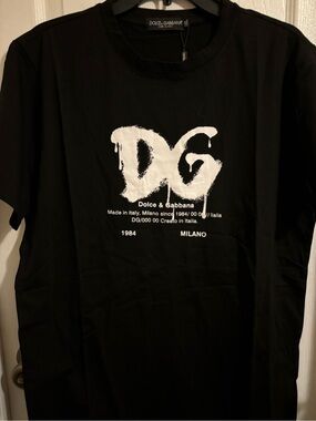 NWT Inspired Designer Black Shirt w/ White Drip DG Logo 3XL
